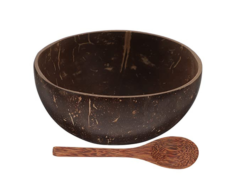 وعاء جوز الهند المصنوع يدويًا باستخدام قشرة رخيصة لشمعة ديكور خشبي