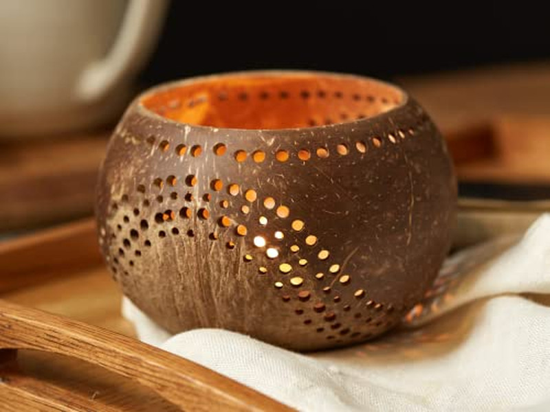 وعاء خلط جوز الهند صغير مصنوع يدويًا من خشب طبيعي عضوي للأطفال