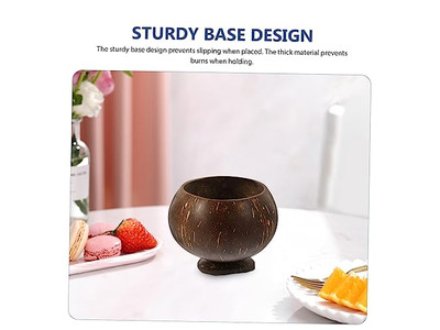 100% أوعية جوز الهند وعاء قشرة جوز الهند وعاء خشن عملاق 12 سم نصف قشرة