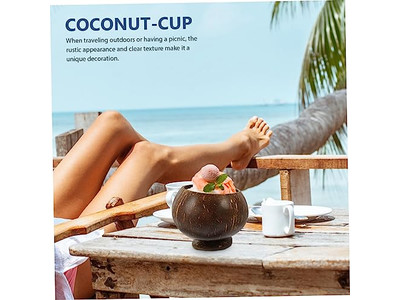 100% أوعية جوز الهند وعاء قشرة جوز الهند وعاء خشن عملاق 12 سم نصف قشرة