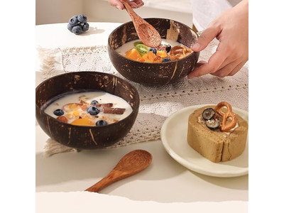 6 وعاء جوز الهند مجموعة بيش وود توت الحرف قشور أطباق شمعة عطرية