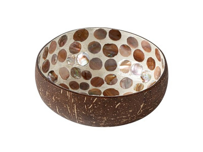 مجموعة وعاء سلطة الأساي الحرفية اليدوية قشرة جوز الهند نصف القشرة