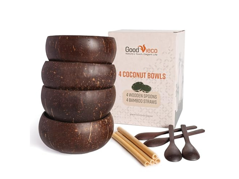 أوعية الخيزران 7 للطعام وعاء الآيس كريم من جوز الهند 32 4 قشرة ضخمة عضوية