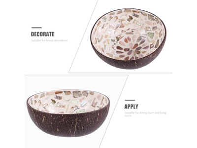 وعاء جوز الهند المنحوت أحدث الأوعية اللامعة بنمط فريد من قشرة الجوز مع ملاعق