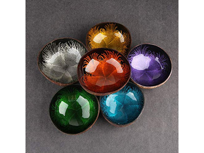 وعاء جوز الهند مع شعار قاعدة مطلية باللك من أستراليا شمع معطر