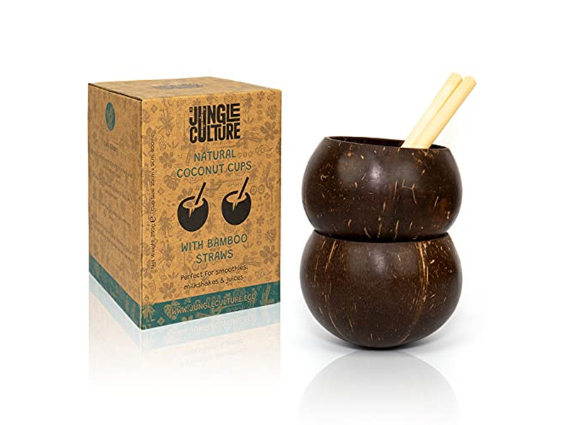 وعاء الإفطار من جوز الهند خشب 20 سم مع غطاء قشور عضوية لأوعية الشاركتوري