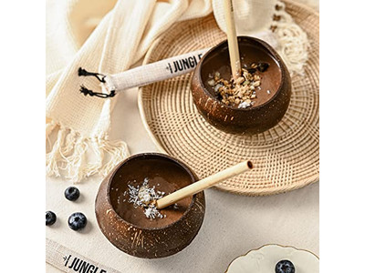 وعاء الإفطار من جوز الهند خشب 20 سم مع غطاء قشور عضوية لأوعية الشاركتوري