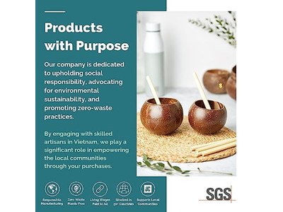 وعاء الإفطار من جوز الهند خشب 20 سم مع غطاء قشور عضوية لأوعية الشاركتوري