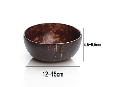 وعاء جوز الهند مع غطاء ملعقة خشبية ووعاء أوعية أكاي ملاعق سلطة كبيرة 10 حزمة