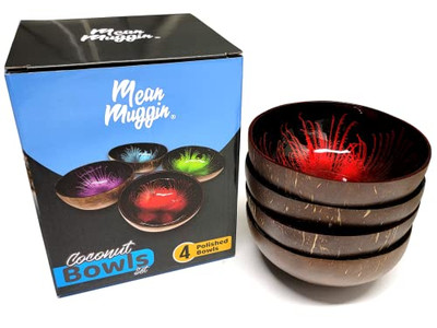 مجموعة أوعية صديقة للبيئة مصنوعة يدويًا من الخشب لأوعية جوز الهند لشوربة على شكل ماسة