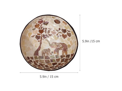 وعاء جوز الهند المنقوش نصفي قشرة جوز الهند مجموعة تقديم كبيرة حامل طبيعي