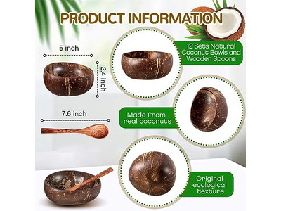 وعاء سلطة فواكه مسحوق كعكة صخور مجموعة مطبخ خشبية قناع من الخيزران قشرة جوز الهند