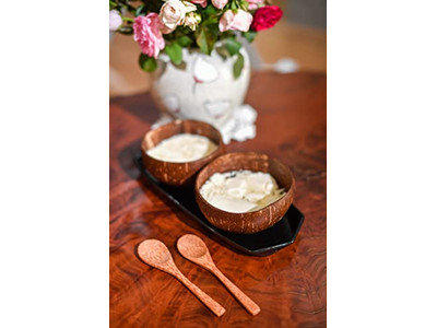 وعاء تقديم عملاق أوعية سلطة 500 مل قشرة جوز الهند بالجملة شمعة خشبية