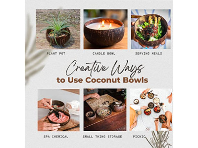 وعاء تقديم عملاق أوعية سلطة 500 مل قشرة جوز الهند بالجملة شمعة خشبية