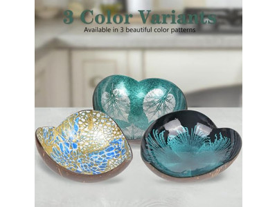 مجموعة أوعية خشبية كبيرة من جوز الهند مع غطاء خام وزخارف ساخنة ومنتجات مصنوعة يدويًا